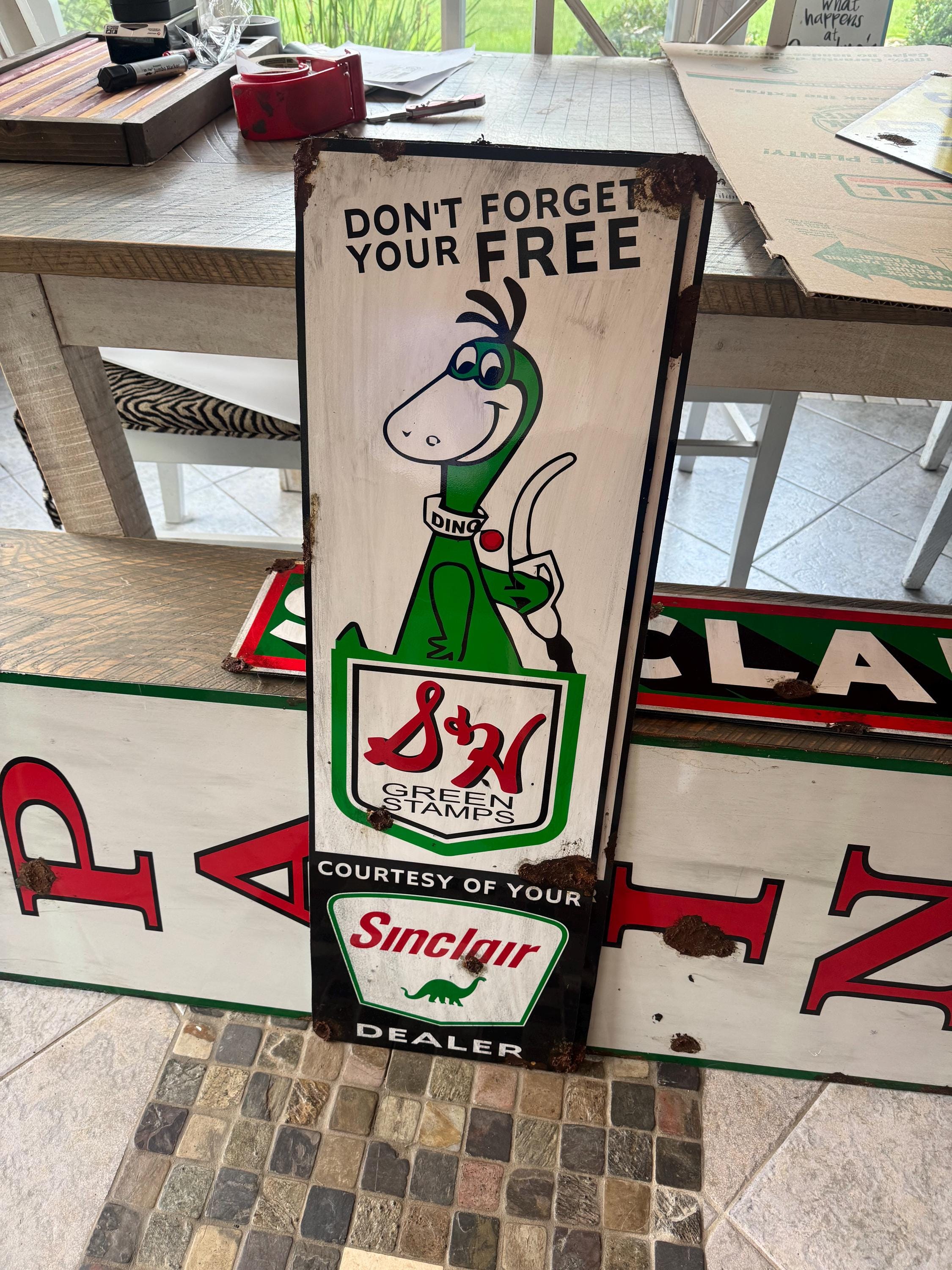 Sinclair Dino Sign Porcelain - Etsy