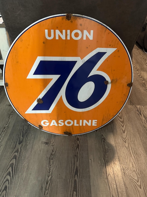TOW サイン缶バッチ Antique Style-barn Find Look Union 76 Gasoline Pump Plate Sign - Etsy
