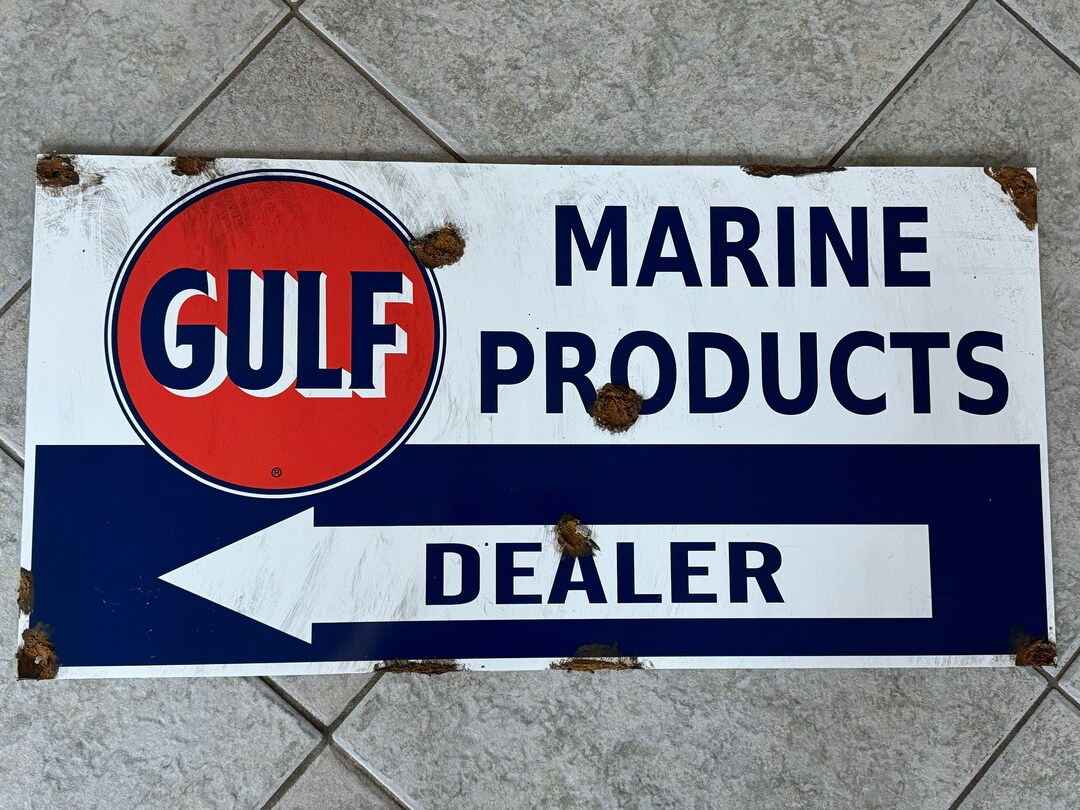 Antique Style Vintage Look Good Gulf Marine Dealer Gas Oil Sign - Etsy
