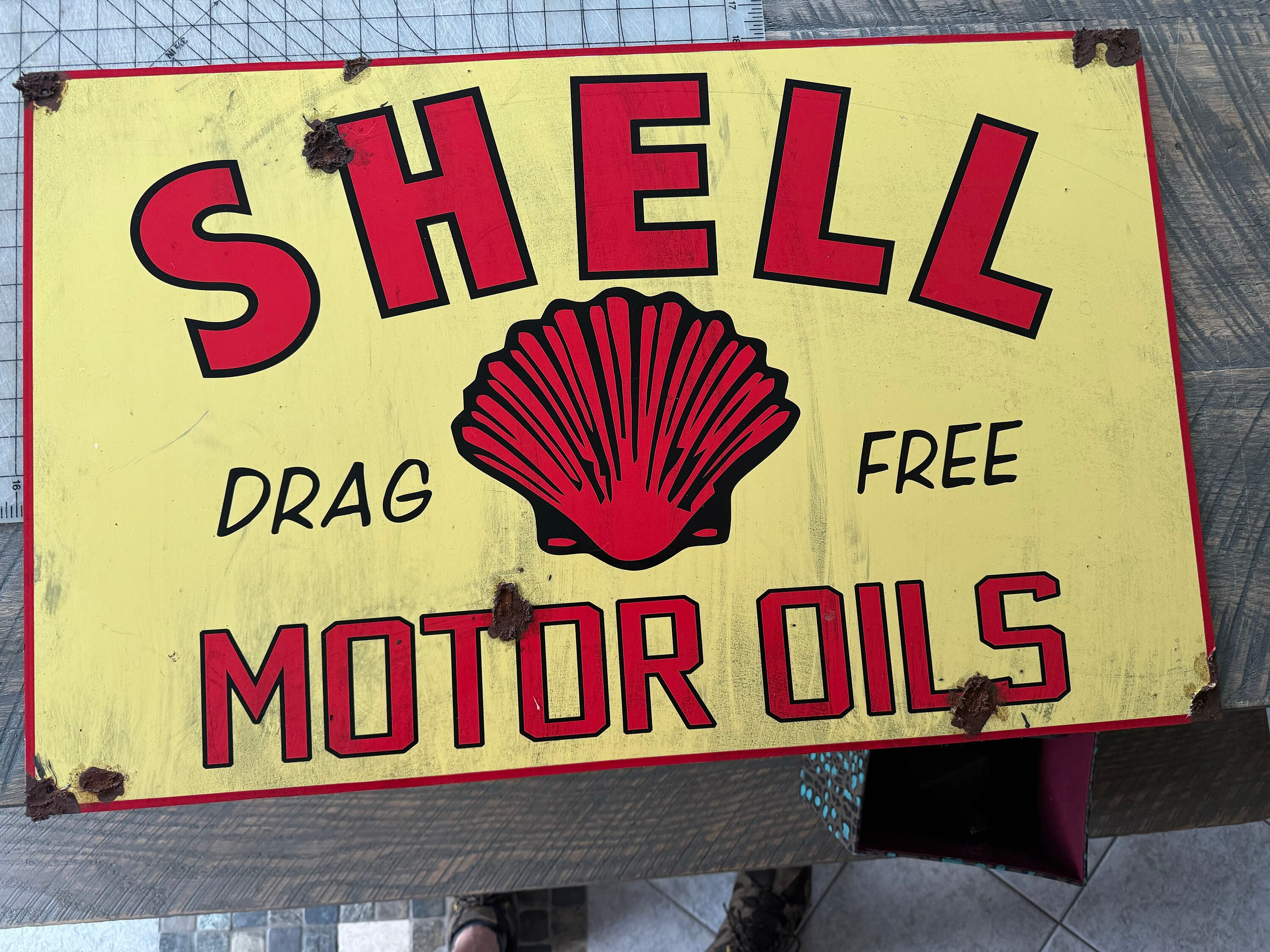 Antique Shell Oil Sign - Etsy
