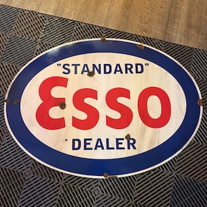 Antique style- barn find look Esso standard dealer gas oil sales sign
