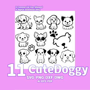 11 Doggy Bundle SVG, Dog silhouette svg, pet family svg, outline svg, cut files for Cricut, Clipart, Commercial Use,Digital Instant Download