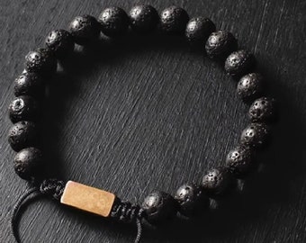 Lava Stone Beaded Bracelet: Men's Fitness, Focus & Energy