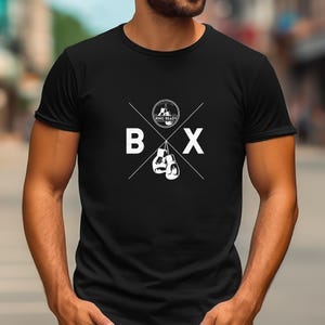 Maglietta Ring Ready BOX 4 way, abbigliamento sportivo da boxe, maglietta in tela 3001, maglietta da palestra e fitness, stile di vita, con contorni bianchi