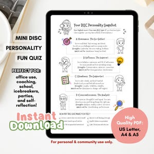 Mini DISC Personality Quiz | Self-Awareness Printable | Fun Psychology Activity | Reflection Worksheet | Journal Insert
