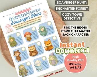 Enchanted Forest Scavenger Hunt | Indoor Adventure Game for Kids | Printable Activity, Instant Download