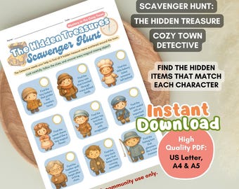 The Hidden Treasure Scavenger Hunt | Indoor Adventure Game for Kids | Printable Activity, Instant Download