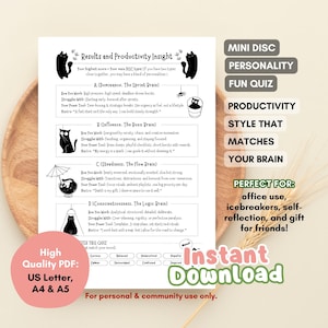 DISC Productivity Style Quiz: Personality Self-Discovery Printable (Digital Download)
