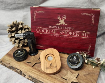 Cocktail Smoker Kit with Torch in a Striking Gift Box. Smoke Whiskey, Bourbon, Old Fashioned. Choice of 2 Smoker Chips.