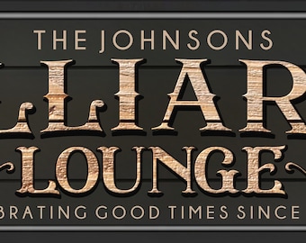 Personalized Billiards Sign Modern Farmhouse Wall Decor Last Name, Pool Hall Table Basement Bar & Lounge Rustic Vintage Wall  Canvas Print