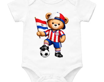Onesie voetbalbeer Paraguay, WK-babyromper, schattige Paraguay-oneisie, babyshirt Paraguay-futbol