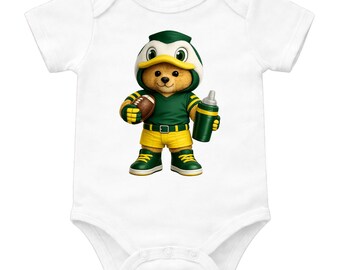 Conjunto de fútbol para bebé, body de bebé con mascota adorable, body de bebé para el día del partido, regalo para baby shower, conjunto de animadora para bebé, ropa deportiva para bebé
