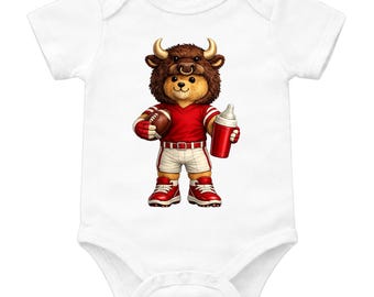 Conjunto de fútbol para bebé, body de bebé con mascota adorable, body de bebé para el día del partido, regalo para baby shower, conjunto de animadora para bebé, ropa deportiva para bebé