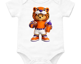 Conjunto de fútbol para bebé, body de bebé con mascota adorable, body de bebé para el día del partido, regalo para baby shower, conjunto de animadora para bebé, ropa deportiva para bebé