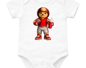 Conjunto de fútbol para bebé, body de bebé con mascota adorable, body de bebé para el día del partido, regalo para baby shower, conjunto de animadora para bebé, ropa deportiva para bebé