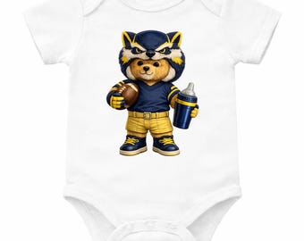 Conjunto de fútbol para bebé, body de bebé con mascota adorable, body de bebé para el día del partido, regalo para baby shower, conjunto de animadora para bebé, ropa deportiva para bebé