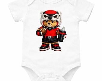Conjunto de fútbol para bebé, body de bebé con mascota adorable, body de bebé para el día del partido, regalo para baby shower, conjunto de animadora para bebé, ropa deportiva para bebé