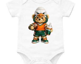 Conjunto de fútbol para bebé, body de bebé con mascota adorable, body de bebé para el día del partido, regalo para baby shower, conjunto de animadora para bebé, ropa deportiva para bebé