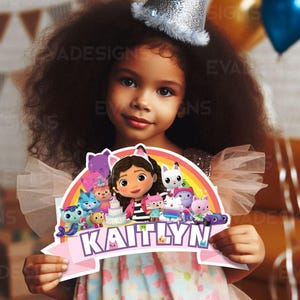 Custom Gabby LOGO sign with custom name (High Resolution), Dollhouse logo, Gabby's Party, Dollhouse Poster, Gabby Sign, Dollhous Digital Dwn