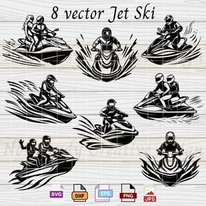 Jet Ski Svg, couple jet ski svg, Sea Activities Svg, 8 jet ski clipart bundle,  Svg Cut File, Vector, Dxf, Eps, Png and Jpg digital download