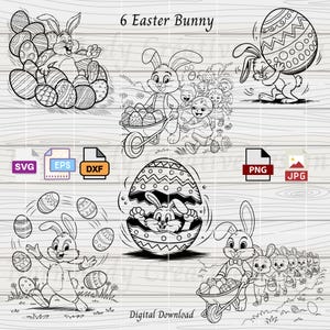 Bunny SVG, 6 Easter Bunny Svg Eps Dxf Png and Jpeg, Happy Easter SVG, Easter eggs Design  svg, Spring svg, Animal svg, Rabbit SVG Cut file