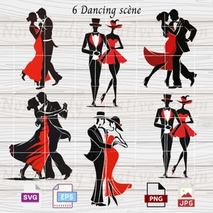 Couple Dancing svg, 6 color Dancing Silhouette Svg Eps Png and Jpeg, Dance Clip art Png, ballroom dance art Svg, Couple SVG, Wedding SVG,