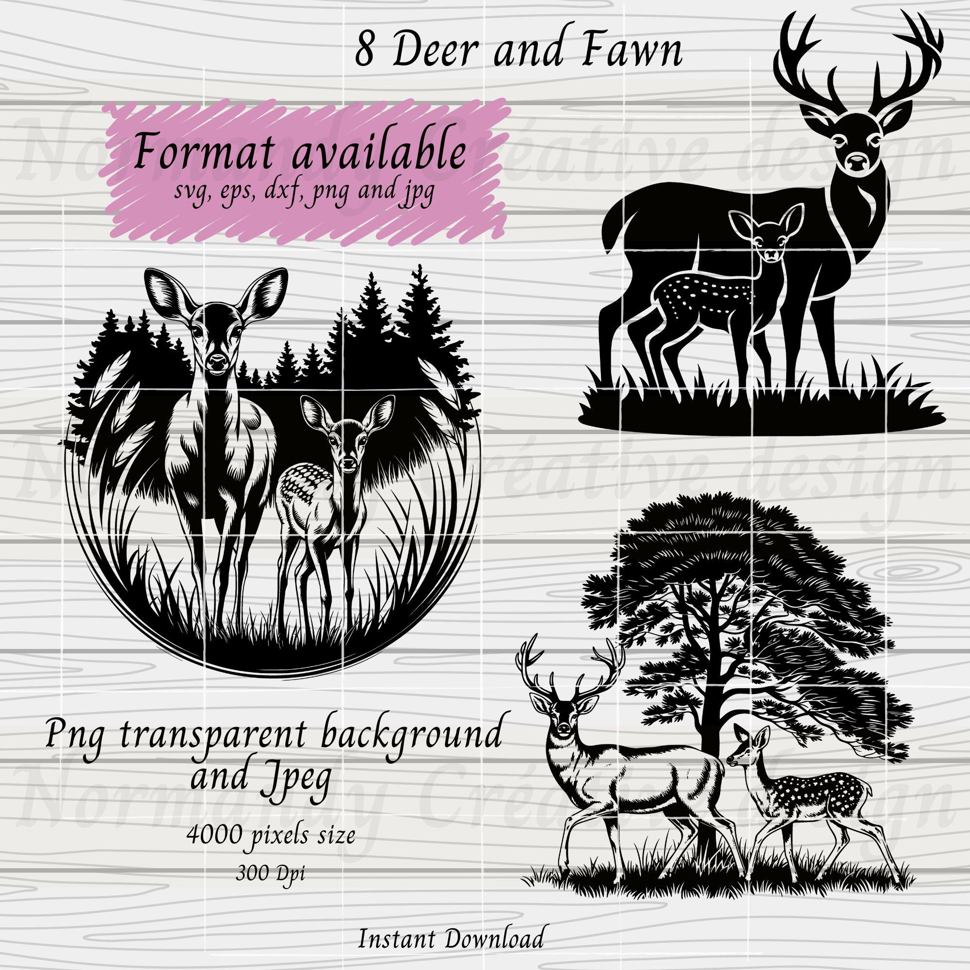Deer Bundle SVG, 8 Deers With Fawn Svg Eps Dxf Png and Jpeg, Deer ...