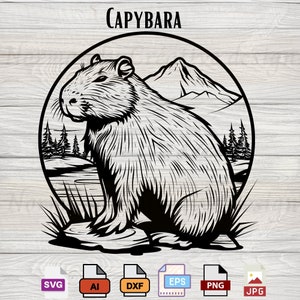 Capybara Svg, cute capybara svg, dxf, eps, ai, png and jpg, Capybara svg laser cut file, woodland decor,   svg file for cricut