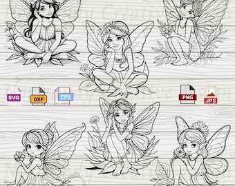 Fairy SVG, Fairy svg bundle, Fairies Svg Eps Dxf Png and Jpg, fairy Girl Character, Woman flower butterfly, Instant download