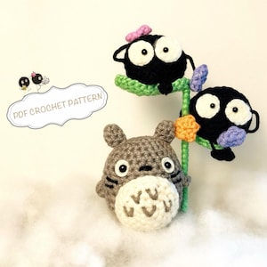 Totoro & Soot Sprites (Susuwatari) Crochet Pattern - Studio Ghibli Amigurumi PDF Crochet Pattern - DIY Totoro Plush Toy - Instant Download