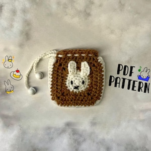 Crochet Miffy Bunny Drawstring Pouch Pattern - Small Coin Purse, Mini Wallet For Keys,Jewelry,Gifts - Adorable Easter Or Birthday Gift Idea