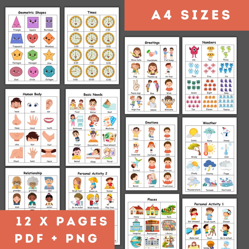 Non Verbal Communication Visual Board Flash Cards for Special Needs
