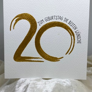 Geburtstagskarte, 20. Geburtstag, Handgeschrieben, Handgemacht, Geldgeschenk