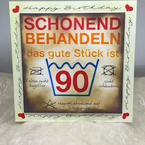 Geburtstagskarte, 90. Geburtstag, Geldgeschenk, Karte, Glückwunsch, Handgeschrieben