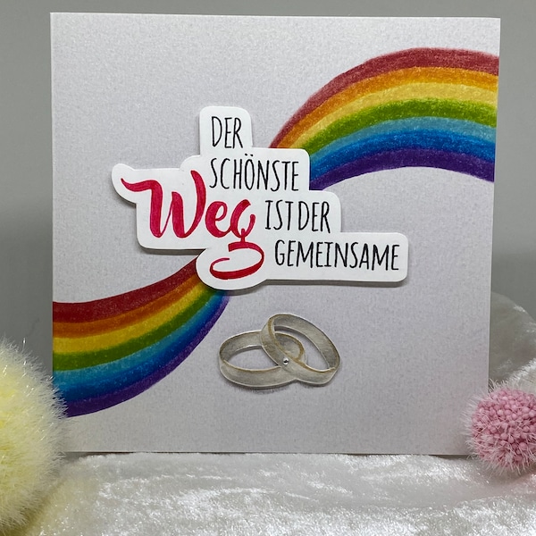 Hochzeitskarte gleichgeschlechtlich, Homo Hochzeit, Pride, LGBTQ, Rainbow, Regenbogen, Hochzeitskarte, Love is love, Handgeschrieben