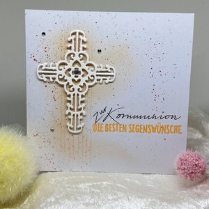 Kommunionskarte,handgeschrieben, Kommunion, Glaube, Kirche, Gott, Geldgeschenk, Familie