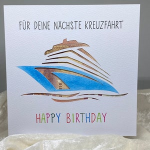 Kreuzfahrt Geldgeschenk, Geburtstag, Geburtstagskarte, Handgeschrieben, kein Digitaldruck, Karte für Geldgeschenke