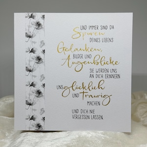 Trauerkarte handgeschrieben, Kondolenz, Beileidskarte, Trauerspruch, Kondolenzkarte, Beileid, handgemacht