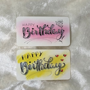 Happy Birthday Karten, kleine Karten, handgeschrieben