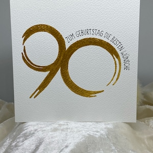 Geburtstagskarte, 90. Geburtstag, Handgeschrieben, Handgemacht, Geldgeschenk, Karte