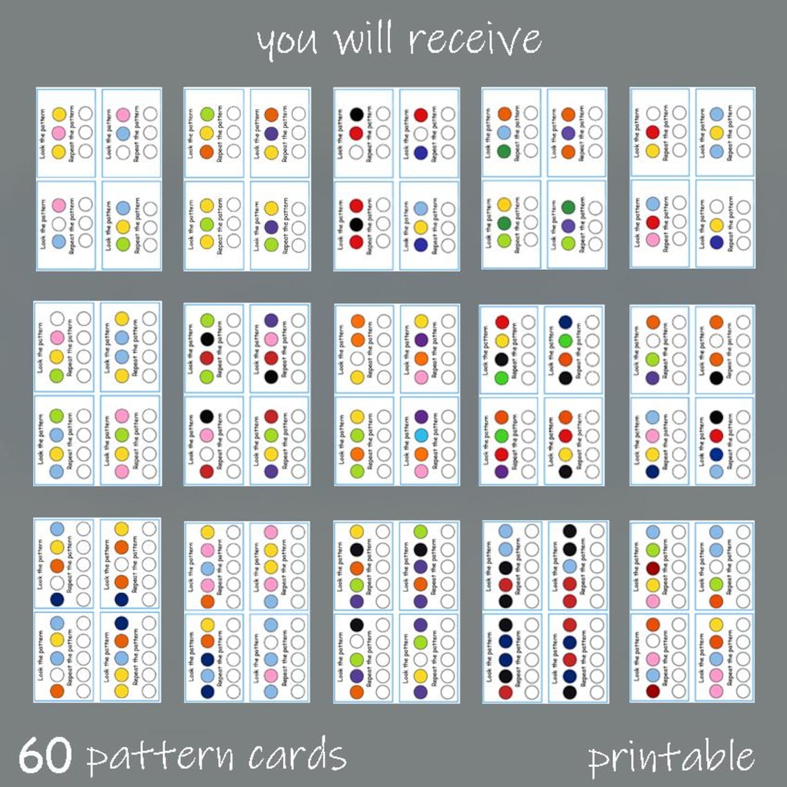 Pom Pom Pattern Cards: Preschool Fine Motor Activity (PDF Download ...