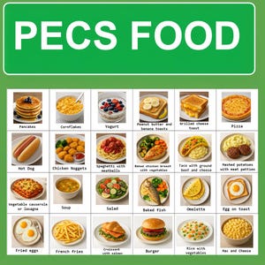 PECS-voedselkaarten | Afdrukbare voedselflashcards | Visueel schema kindermaaltijd | Communicatiekaarten autisme | Direct downloaden