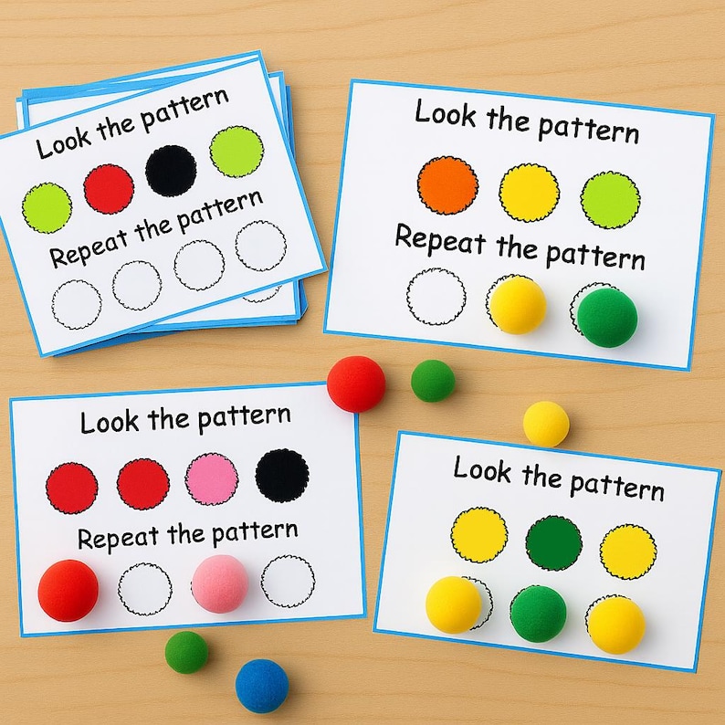 Pom Pom Pattern Cards: Preschool Fine Motor Activity (PDF Download - Etsy