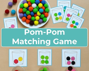 Pom-Pom Color Matching Game: Fine Motor Skills Activity (PDF Download