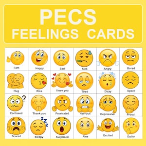 PECS Communication Cards for Kids | Emotions PECS Cards|  Printable Autism Visual Support | I Feel, I Need, I Want | Digital Download