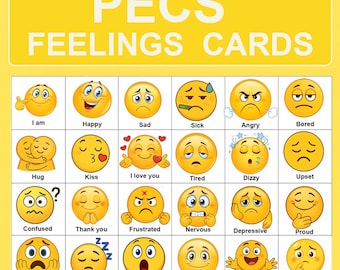 PECS Communication Cards for Kids | Emotions PECS Cards|  Printable Autism Visual Support | Digital Download