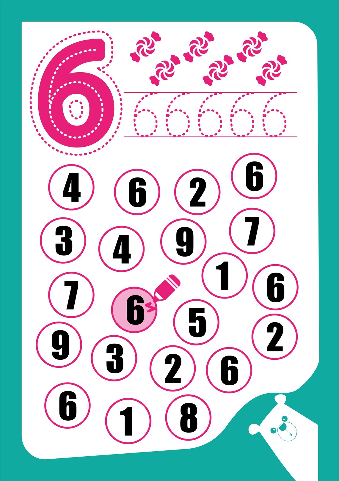 Numbers 19 Printable Preschool Number Tracing & Counting Digital