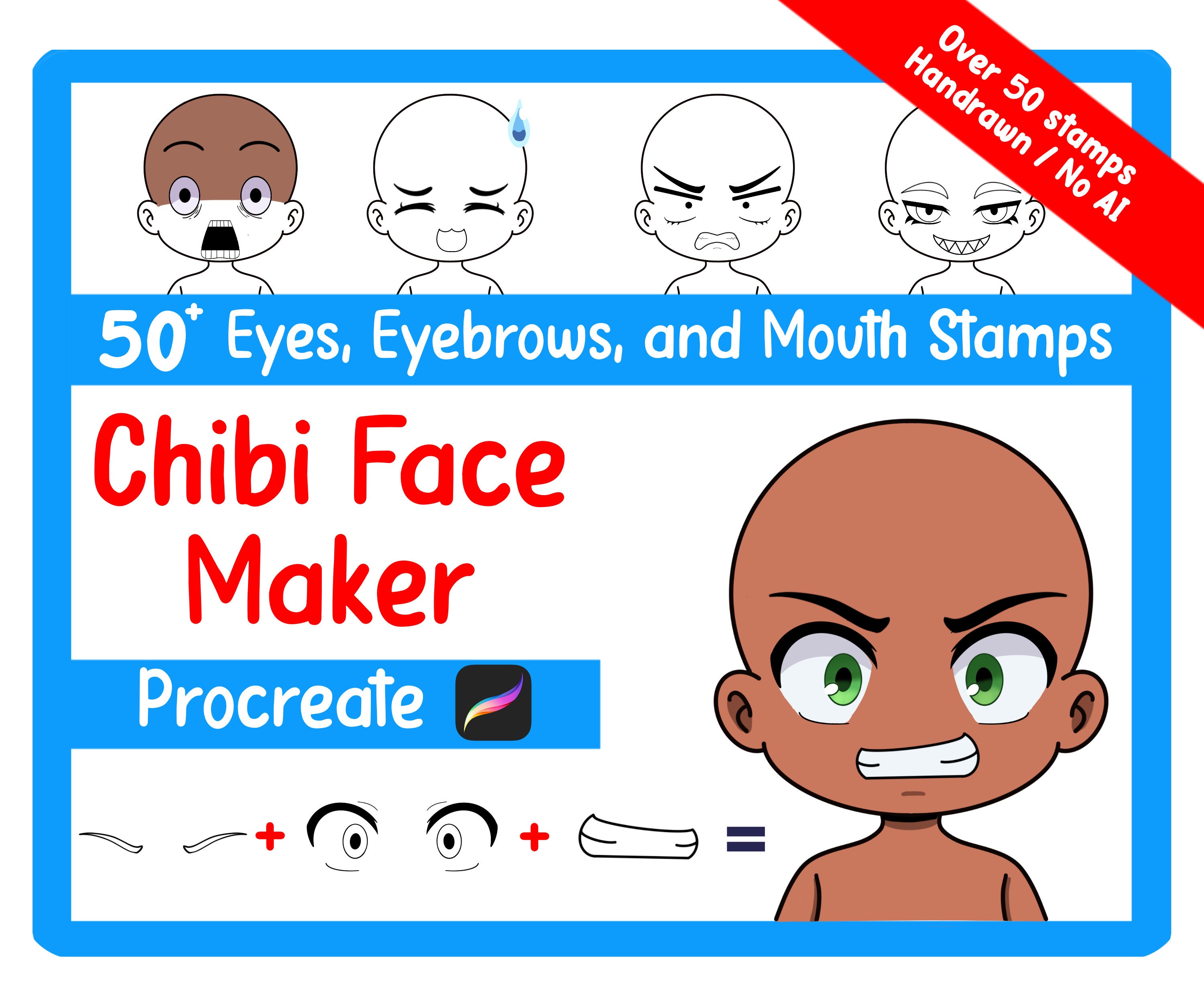 50+ Procreate ちびキャラクタークリエイター スタンプバンドル – 高品質ちびブラシ・無料ベース付き・商用利用可