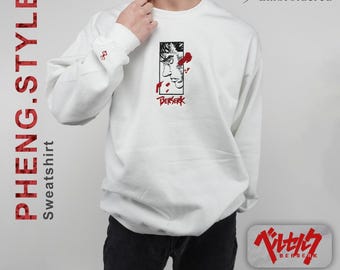 Berserk Embroidered Crewneck Sweatshirt, Anime Inspired Guts
