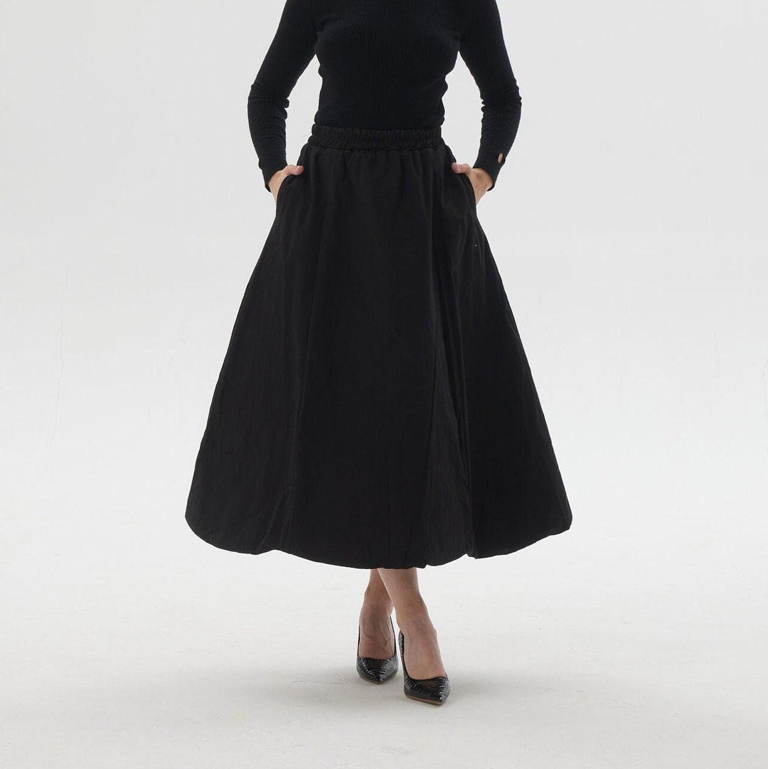 Black Winter Skirt Maxi Skirt Comfort Warm Cotton Skirt Elegant Skirt Customize Skirt Plus Size